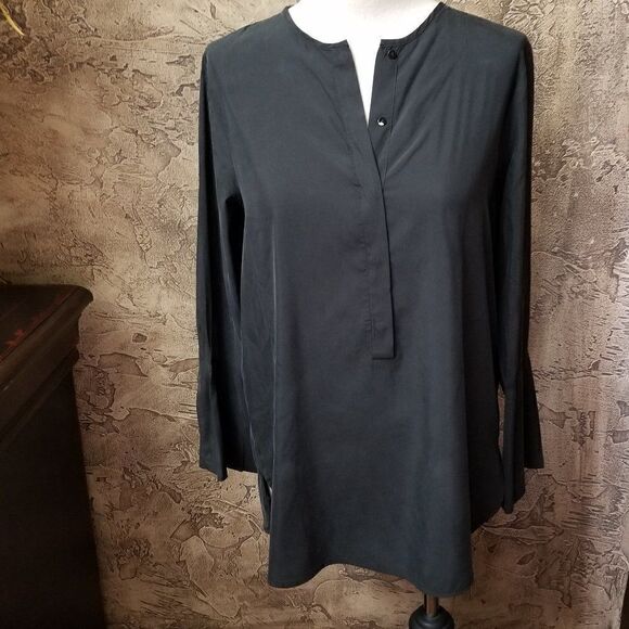 Zara Tops - Zara Basic long sleeve silky black tunic size XS